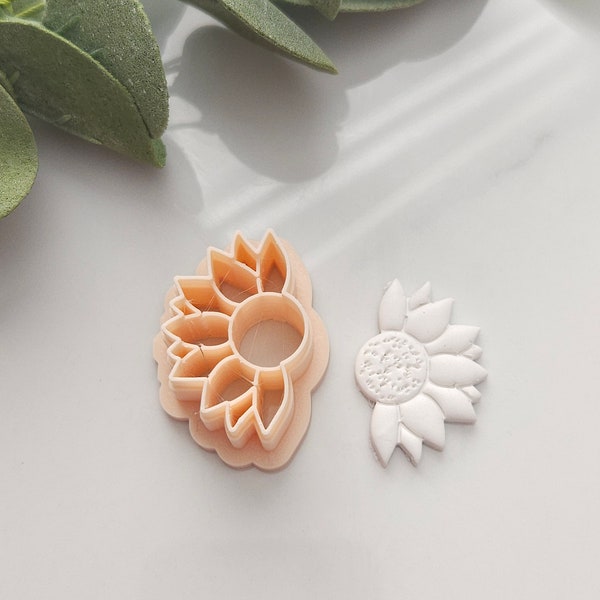 Sunflower clay cutter, half sunflower Clay Cutter, spring clay cutter, sun clay cutter, flower clay cutters, floral clay cutters, cutters