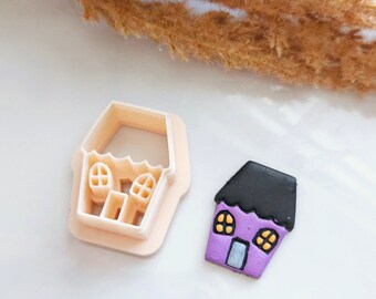Haunted house clay cutters, Fall Clay cutters, Halloween Clay cutters, polymer clay cutters, spooky clay cutters, ghost house cutter