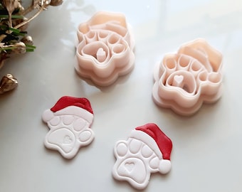 Santa dog Polymer Clay Cutter, Christmas clay cutter, dog paw clay cutters, winter clay cutters, Unique clay cutters, polymer clay cutters
