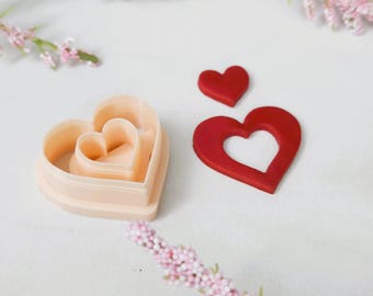 Heart polymer clay cutter, valentines day clay cutters, cutters for earrings, unique clay cutters, earring making, clay molds, cutters