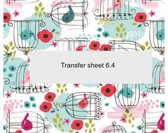 Bird Clay transfer sheets, floral Clay Transfer Sheet.