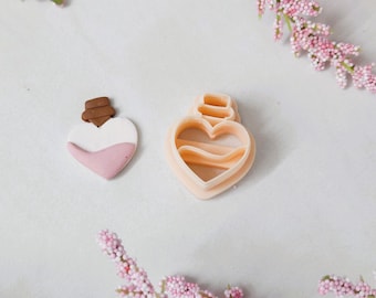 love potion polymer clay cutter, valentines day clay cutters, cutters for earrings, unique clay cutters, earring making, clay molds, cutters