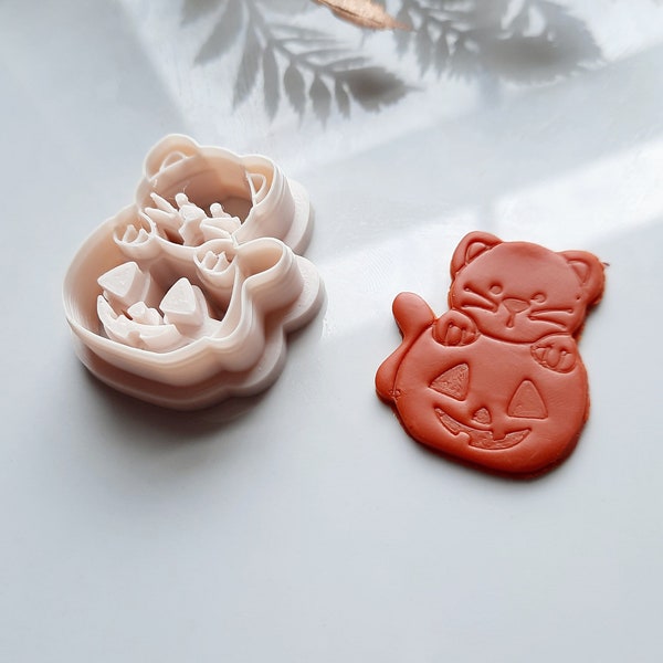 Cat Pumpkin Clay Cutter, Fall Clay cutters, Halloween clay cutters, Pumpkin Clay cutter, cat clay cutter, polymer clay cutters, scary cutter