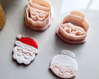 Santa and Mrs Claus Clay Cutter, Christmas clay cutter, winter clay cutters, Santa clay cutter cutter, couple clay cutter, Holiday cutters