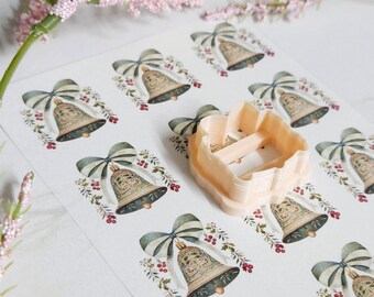 Christmas polymer clay transfer sheets, Bell Polymer Clay Transfers 12 Patterns with optional matching cutter, winter image transfer