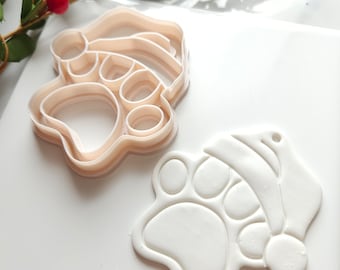 Santa dog Polymer Clay Ornament Cutter, Christmas ornament cutter, dog clay cutters, dog paw ornament clay cutter, Christmas clay cutter