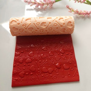 Valentines Texture roller pin for Polymer Clay, Valentines Polymer clay Textures, hearts and arrows texture for clay, heart texture for clay