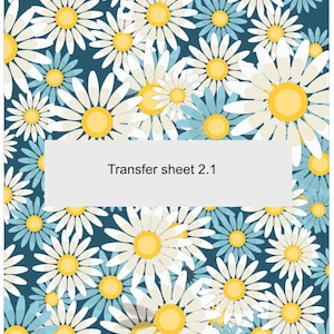 Daisy transfer sheet, Blue floral Clay Transfer Sheet, Clay Transfer paper sheets