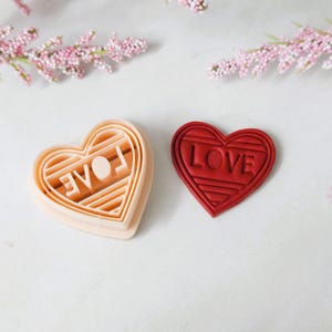 Heart with letter LOVE polymer clay cutter, valentines day, cutters for earrings, unique clay cutters, earring making, clay molds, cutters