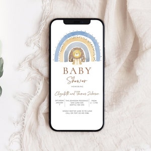 Rainbow Baby Shower Invitation, Baby Shower Evite, Boho Rainbow Baby Shower Invitation, Electronic Invite, Printable Template, Corjl S2