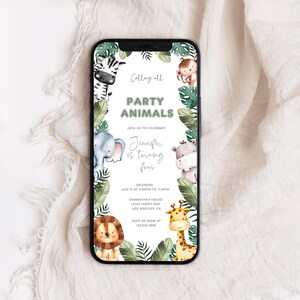 EDITABLE Safari Birthday Invitation, Wild One 1st Birthday Invite, Safari Animals Party Invite Template, Jungle Animals Invitation