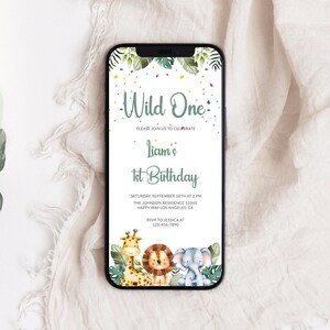 EDITABLE Safari Birthday Invitation, Wild One 1st Birthday Invite, Safari Animals Party Invite Template, Jungle Animals Invitation