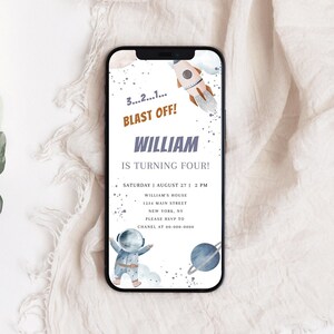 Editable Outer Space First Birthday Invitation, Galaxy Blast Off Printable Template, First Trip Around the Sun, Digital Download, Corjl