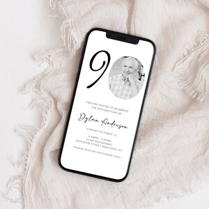 90th Invitation with Photo, 90th Birthday Invitation Template, Surprise 90th Birthday Invitation, Digital Birthday Invitation, Corjl