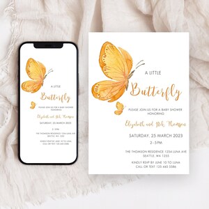 Butterfly Baby Shower Evite, Butterfly Printable Template, Baby Shower Evite, iPhone Invite, Digital Electronic Invite, Instant Download