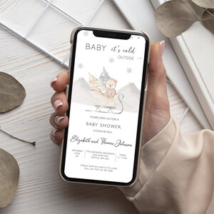 Baby It&#39;s Cold Outside Baby Shower Electronic Invitation, Winter Baby Shower Text Invitation, Baby Shower Evite Template, Electronic Invite