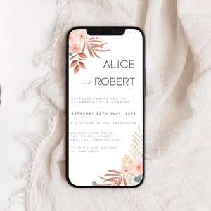 Bohemian Wedding Invite, Flower Boho Invitation, Terracotta Wedding, Terracotta Floral