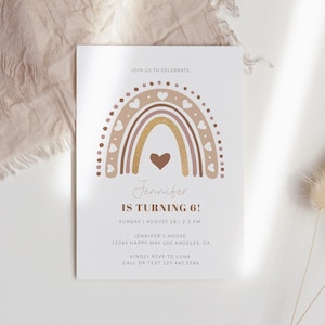 Editable Rainbow Birthday Invitation, Rainbow Invitation, Girl Pastel First, Rainbow Template, Magical Party Invite, Download Corjl S1