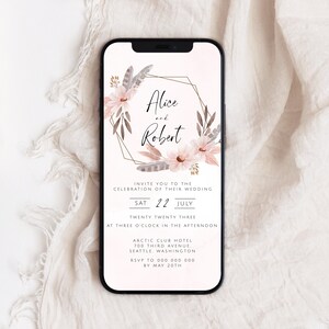 Bohemian Wedding Invite, Flower Boho Invitation, Terracotta Wedding, Terracotta Floral