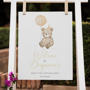Bear Welcome Sign, Beary 1st Birthday Welcome Sign, Beary First Birthday, Teddy Bear Party Decorations