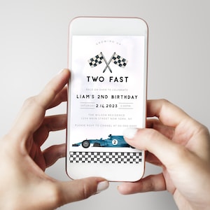 Race Car Birthday Invitation, Two Fast Invitation, Boy 2nd Birthday, Race Car Party, Growing Up Two Fast