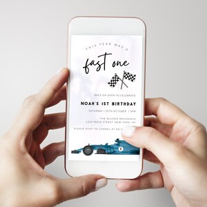 Race Car Birthday Invitation, Fast One Birthday, First Trip Around, Race Car Party, Fast One