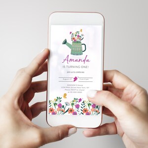Wildflower 1st Birthday Party Invitation Template, Girl Floral Birthday Printable, Little Wildflower, Colorful Invitation