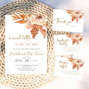 Boho baby shower uitnodiging, Boho Floral baby shower, Boho baby shower uitnodiging, afdrukbare meisje baby shower uitnodiging bundel