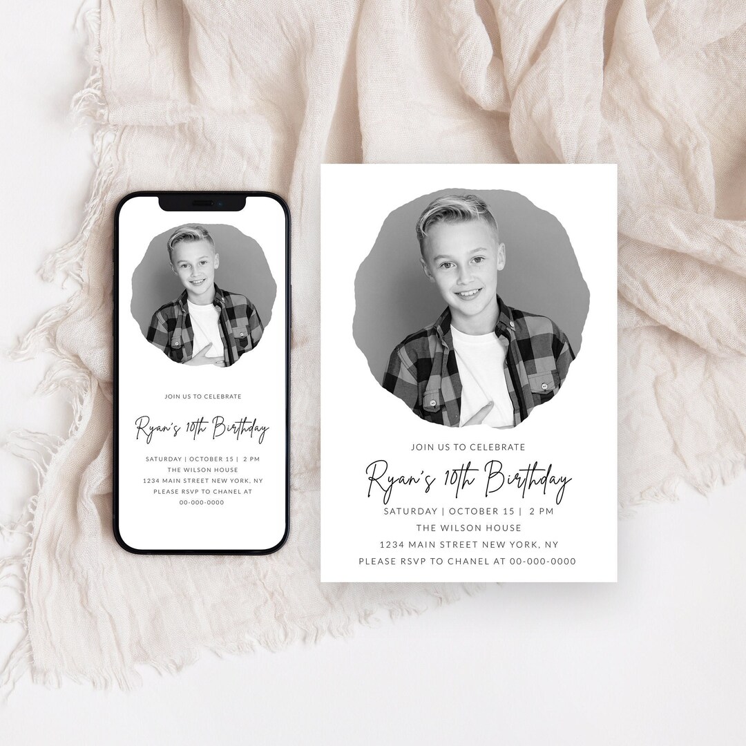 10th Birthday Invitation, Editable Birthday Invite for 10 Year Old