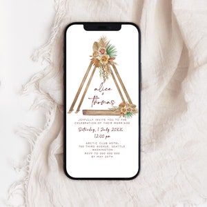 Bohemian Wedding Invite, Flower Boho Invitation, Terracotta Wedding, Terracotta Floral
