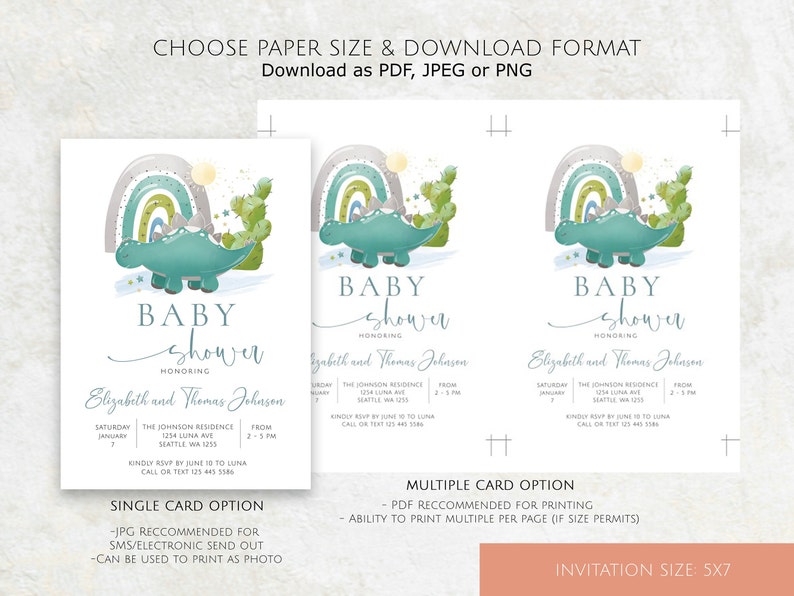 Rainbow Baby Shower Invitation Bundle, Boho Rainbow Baby Shower Invite ...