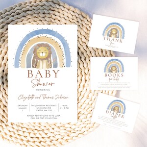 Rainbow Baby Shower invitation Bundle, Boho Rainbow Baby Shower invite, Editable Rainbow Invitation Set, Printable template Instant Download