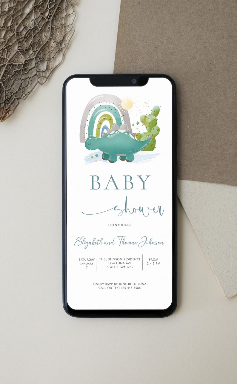 Rainbow Baby Shower Electronic Invitation Template Electronic Etsy