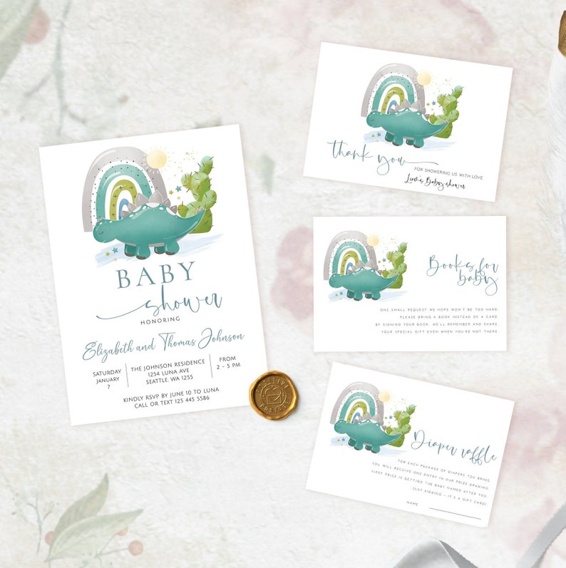 Rainbow Baby Shower Invitation Bundle, Boho Rainbow Baby Shower Invite ...