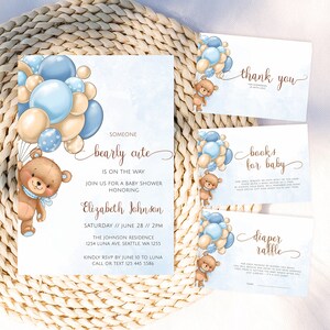 Modèle d'Invitation de baby shower ours en peluche, nous pouvons attendre, inviter bébé ours, Invitation baby shower bohème ours, garçon ours inviter