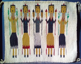 Navajo Yei Rug! Beautiful Handmade Vintage of The 1920's.  Genuine Navajo Yei Rug.