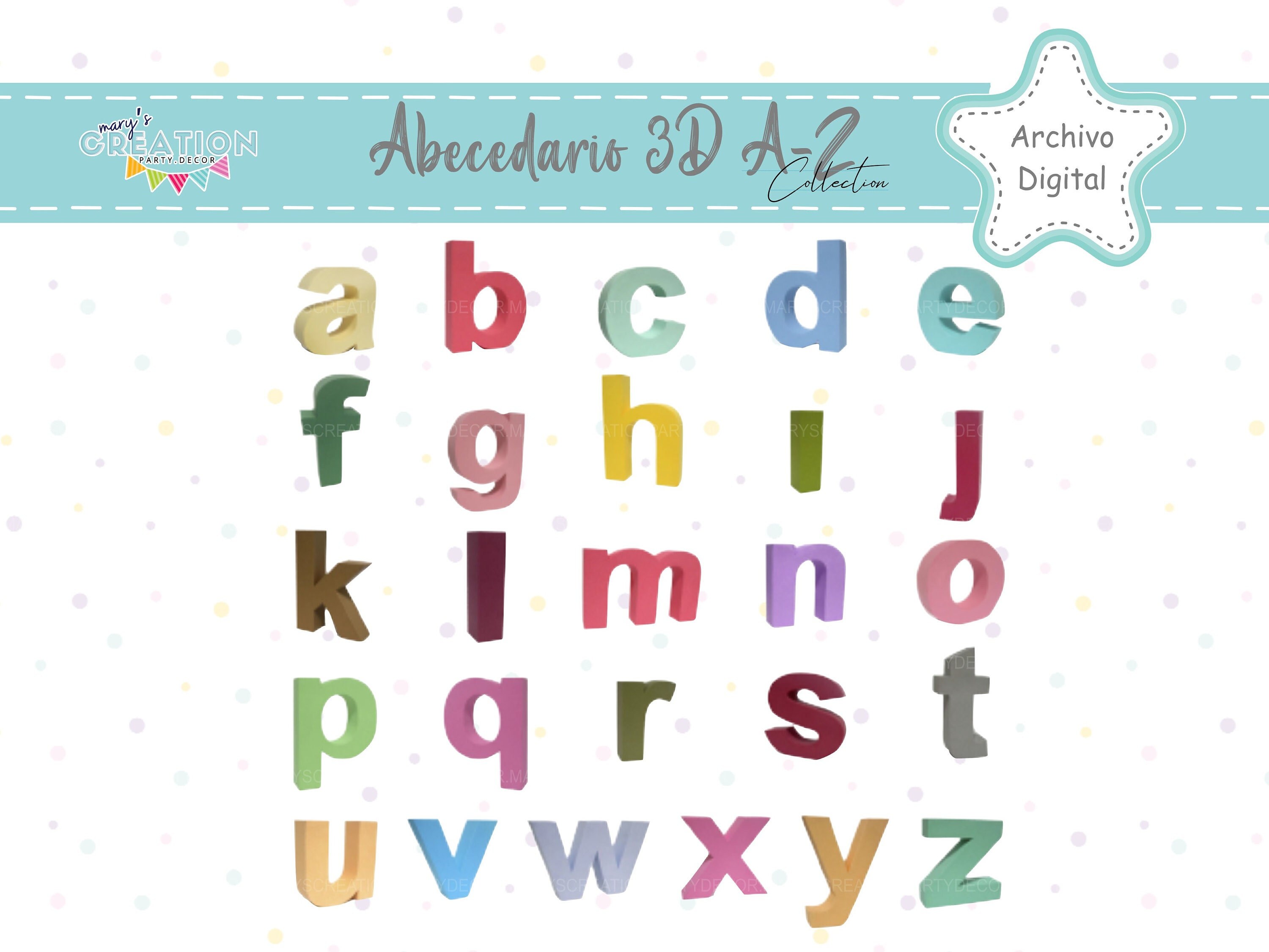 Mary's 3D Alphabet Template A-Z Lowercase - Etsy