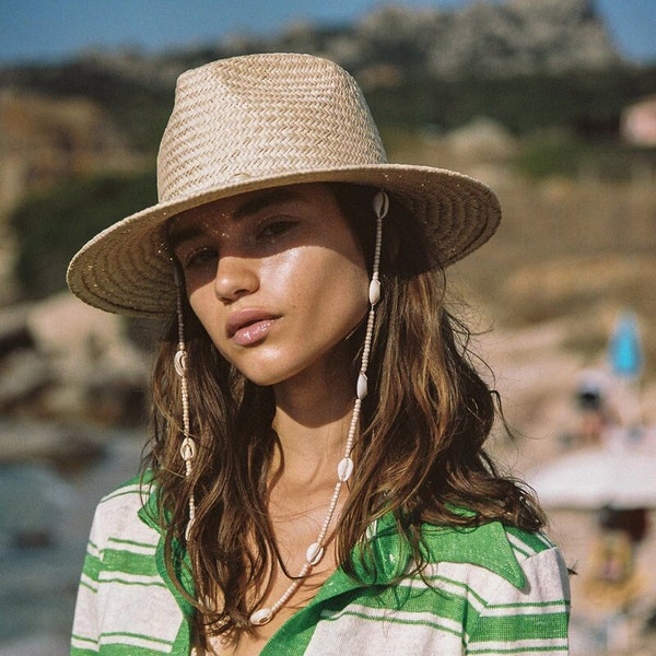 Summer Boater Straw Hats with Seashells, Handmade Beach Hats｜High Quality