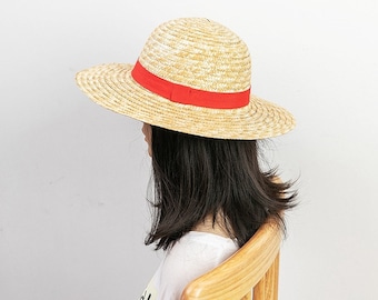 Summer Straw Hat with Red Ribbon, Handmade Straw Hats｜High Quality