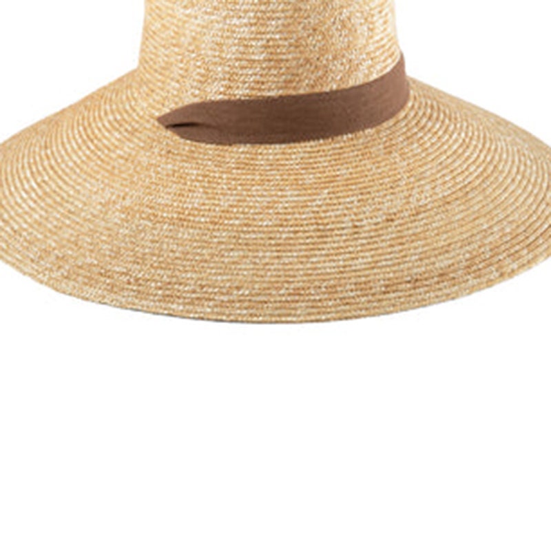 Straw Hat With Brown and Seashell Ribbon Beach Hat With Neck - Etsy