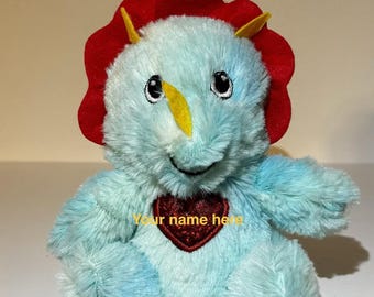 Peluche de dinosaurio personalizado para San Valentín: peluche de dinosaurio con nombre personalizado, un bonito regalo para San Valentín.
