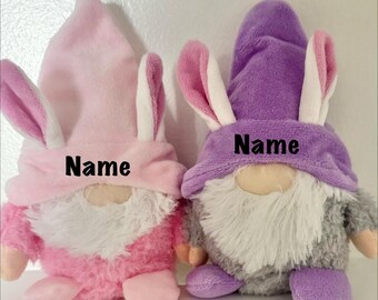Gnomo de peluche de Pascua personalizado: decoración primaveral con nombre personalizado, regalo para canasta de Pascua para niños, regalos para el aula