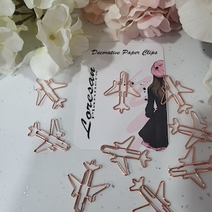 Beautiful Rose Gold or Gold Decorative Airplane Paper Clip