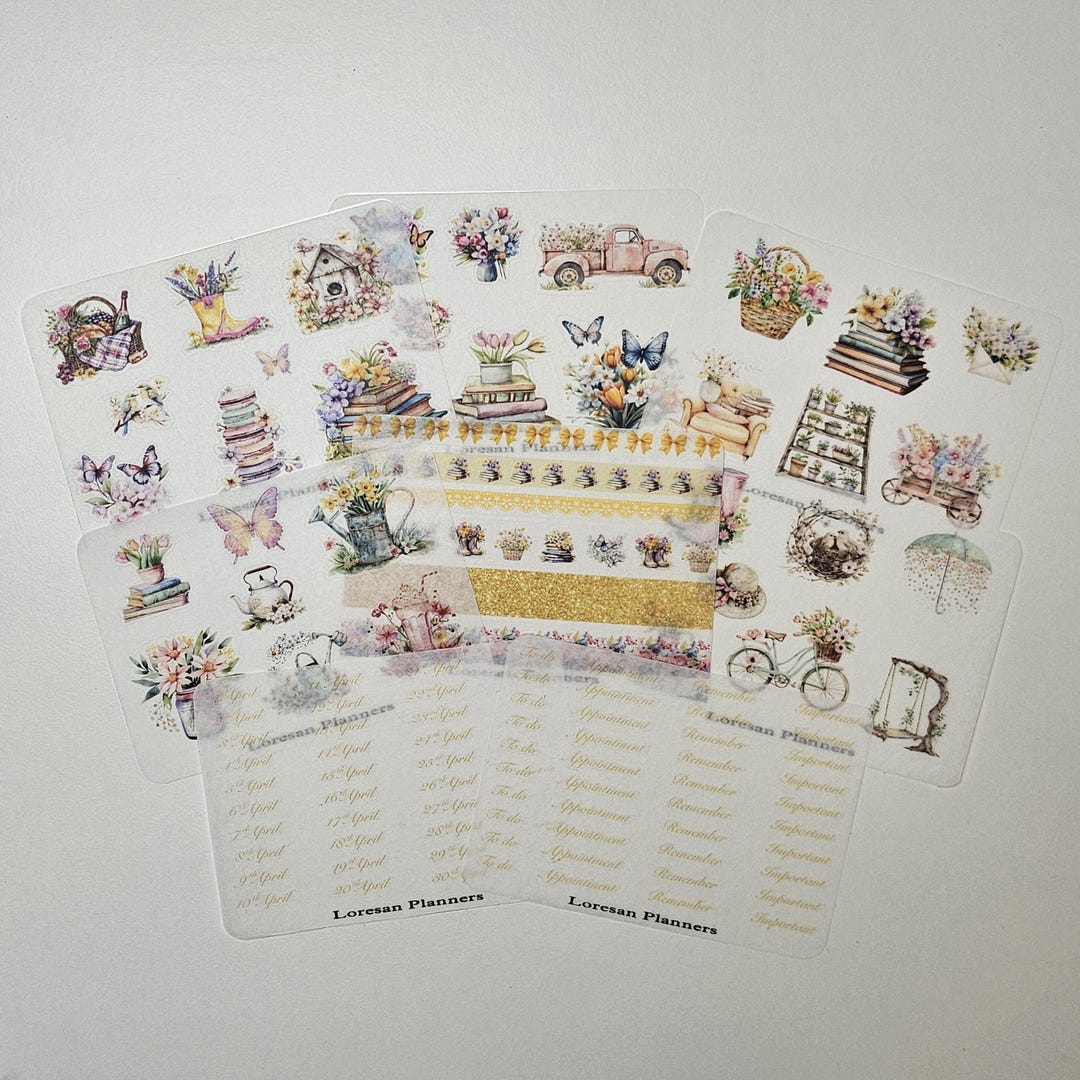 April 2026 Kit 'springtime Flutter' Stickers - Etsy