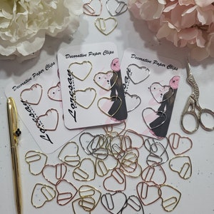 Lindos clipes de papel decorativos em forma de coração
