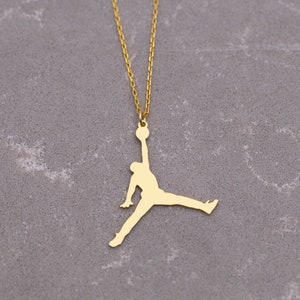 14K Gold Jordan Necklace, Silver Air Jordan Necklace, Slam Dunk, NBA ...