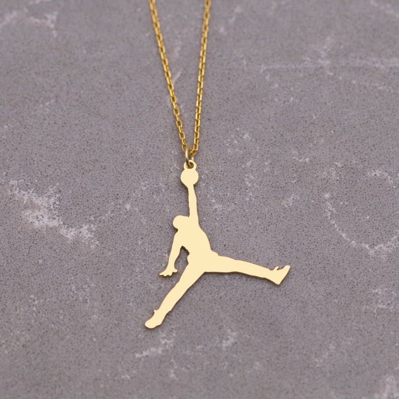 14K Gold Jordan Necklace Silver Air Jordan Necklace Slam Etsy