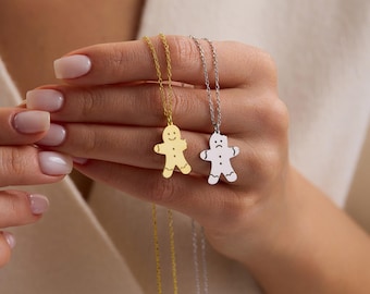 Gold Gingerbread Man Cookie Necklace, Bitten Gingerbread Jewelry, Cute Holiday Charm, Cookie Jewelry, Holiday Gift, Christmas Gifts for Her