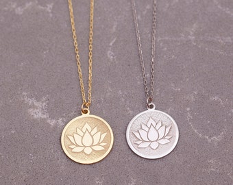 Gold & Silver Lotus Flower Necklace, Dainty Lotus Balance Pendant, Everyday Lotus Flower Jewelry, Gifts for Her Women, PLN1