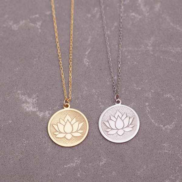 Gold & Silver Lotus Flower Necklace, Dainty Lotus Balance Pendant, Everyday Lotus Flower Jewelry, Gifts for Her Women, PLN1